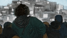 Illustrazione di una protesta in Iran