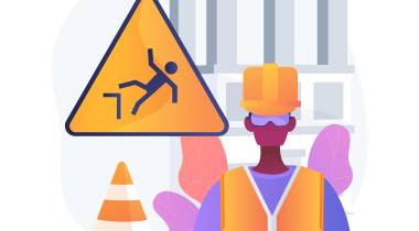 immagine per la sicurezza sul lavoro con segnaletica di pericolo e lavoratore 