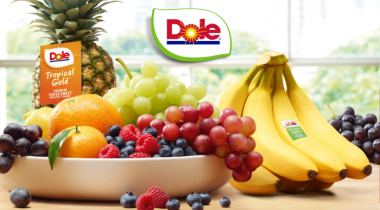 pubblicità dole con frutta e marchio